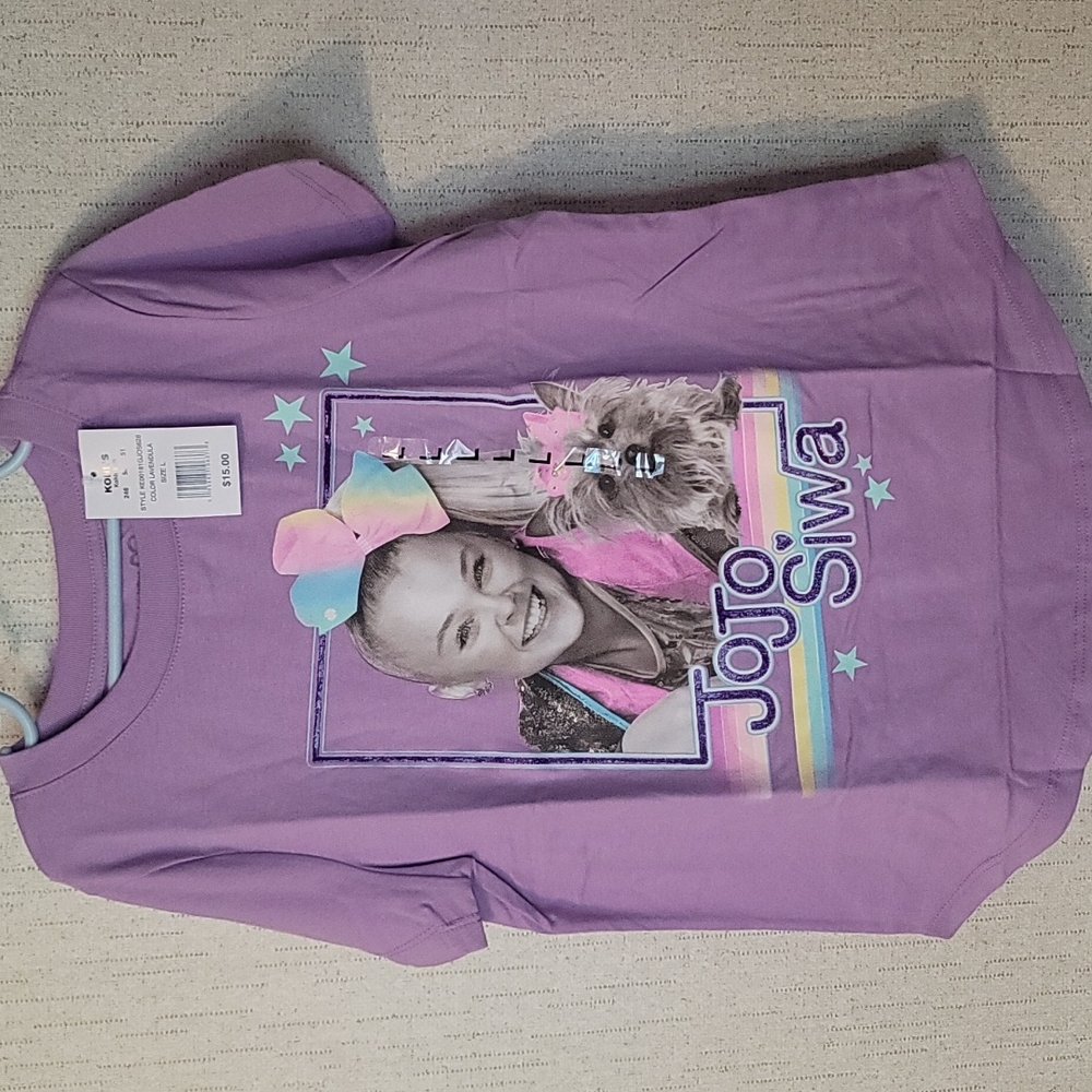 NICKELODEON GIRLS JOJO SIWA GRAPHIC TEE: PURPLE: NWT: SZ L